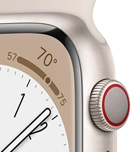 Apple Watch Series 8 [GPS + Cellular 41 ממ] שעון חכם עם מארז אלומיניום Starlight עם Starlight Sport Band